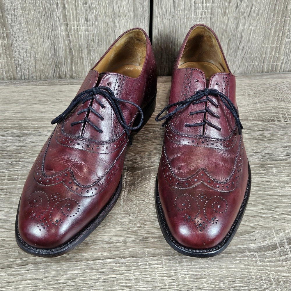 Florsheim Imperial Mens Burgundy Leather Wingtip Brogue Oxford Shoes Size 11 D